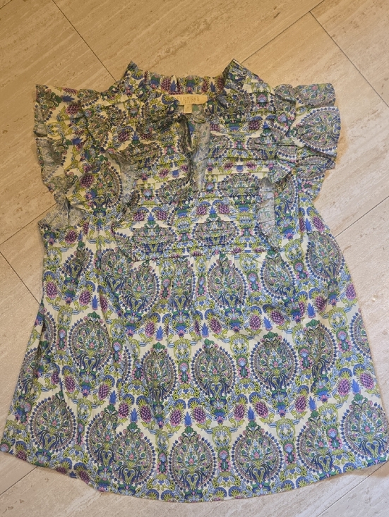 Farmers Market Tops - FARMERS MARKET Garden Carnival Ruffle Trim Cap Sleeve Blouse